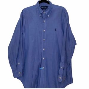 Ralph Lauren Men’s 16 32/33 Classic Fit Button Down Blue Shirt w/Dark Bl…